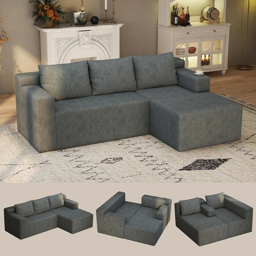 Sectional Boneless Couch with L Shaped Chaise