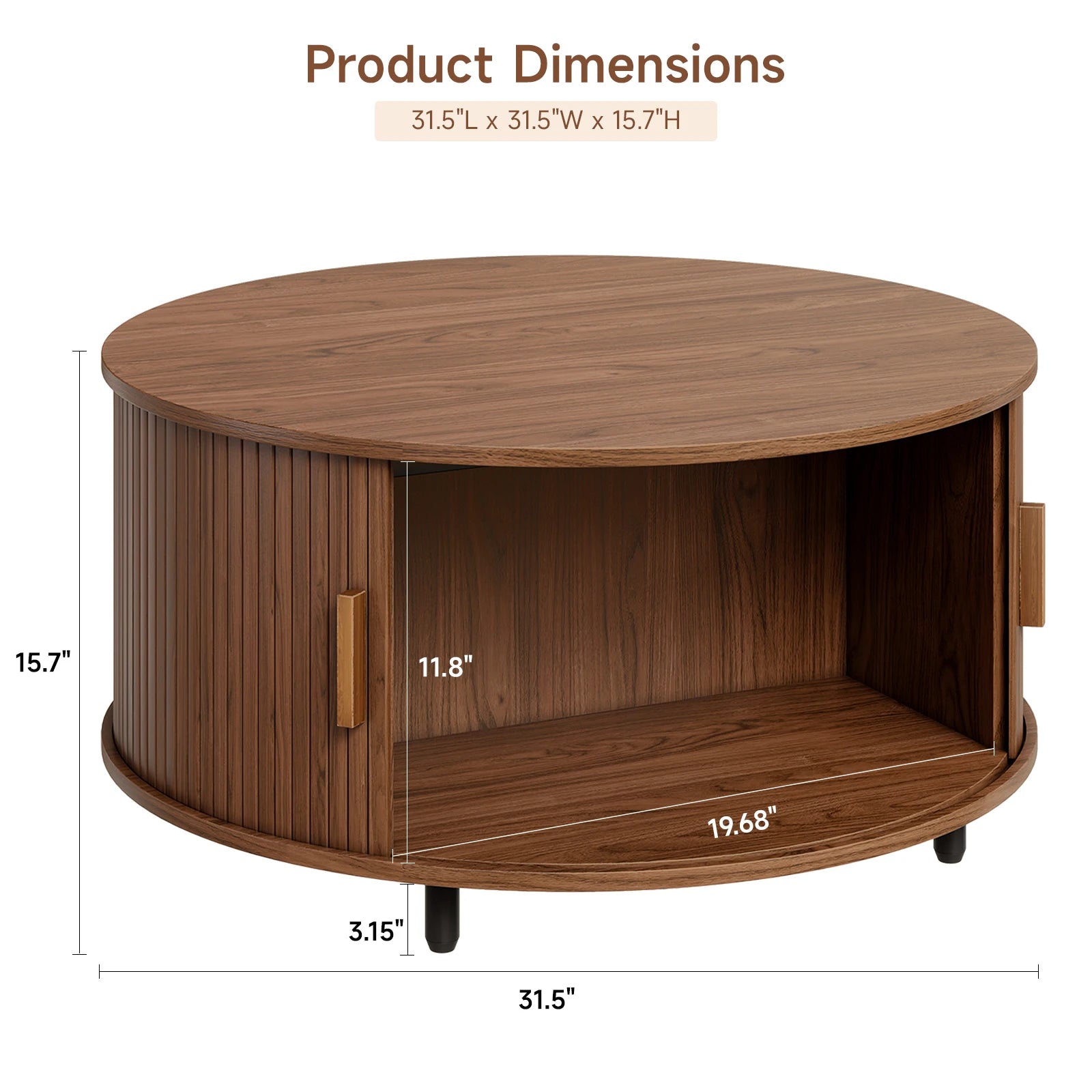 Modern Round Coffee Table with Storage