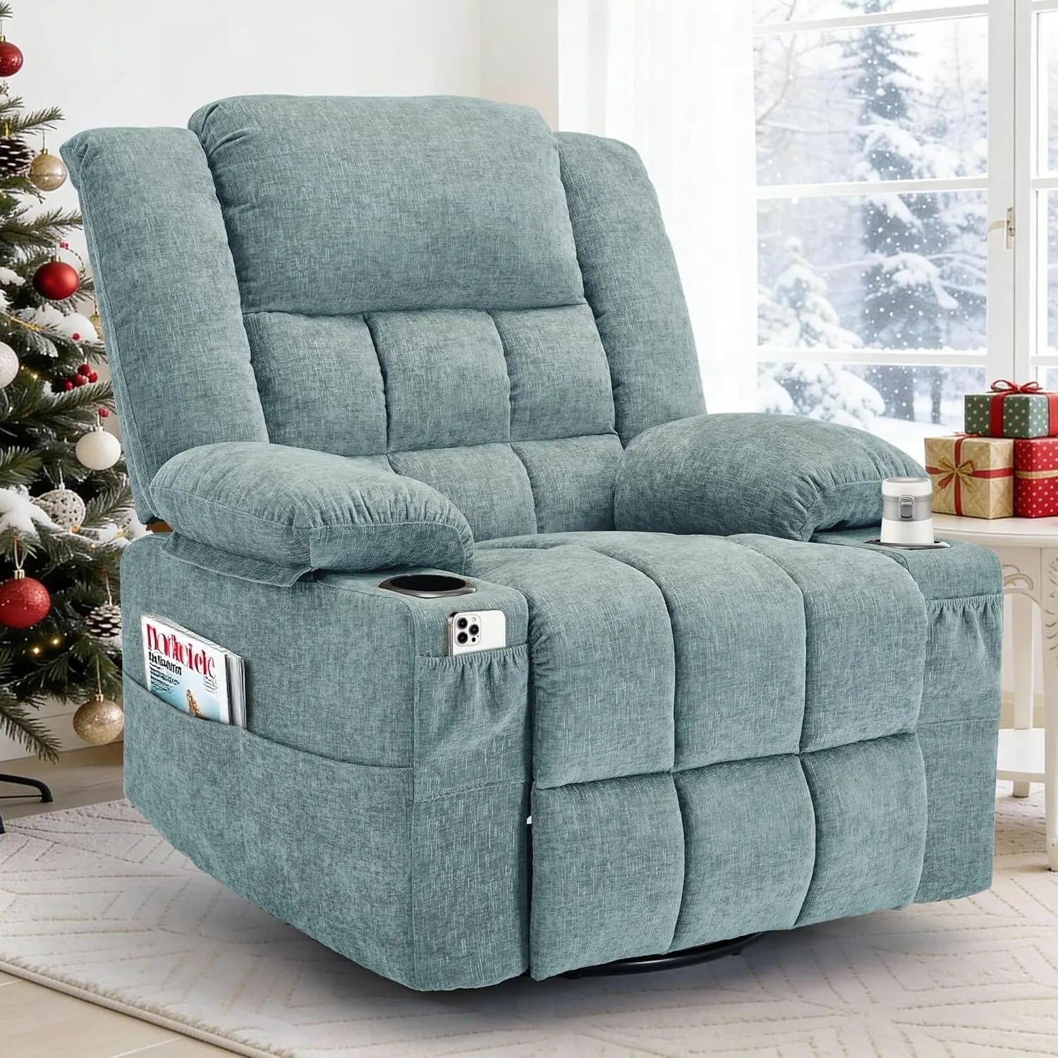 Swivel Rocker Recliner with Massage and Heating