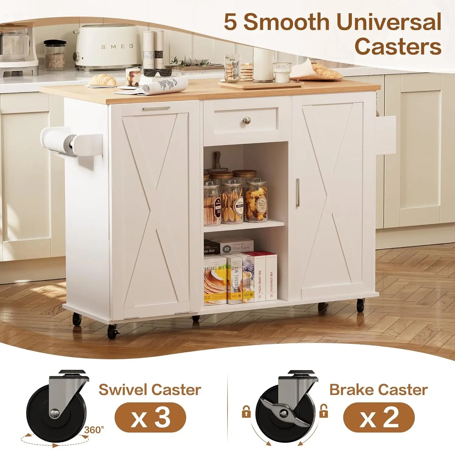 Kitchen Island With Storage & Drop Leaf