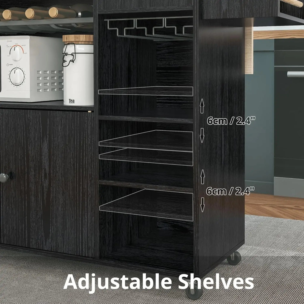 Rolling Kitchen Island Cart with Drop-Leaf