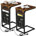 C Shaped End Table With Charging Station