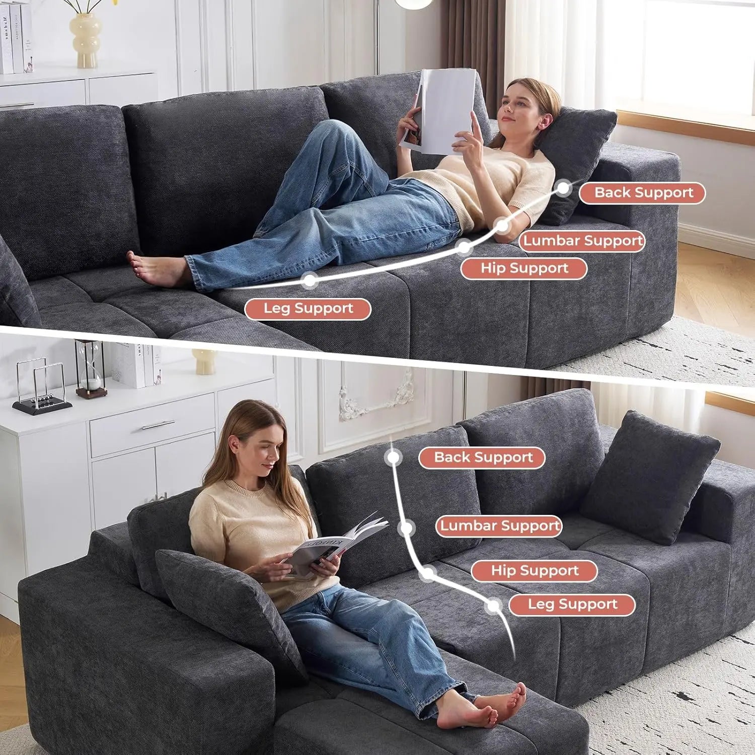 Modular Sectional Couch with Chaise