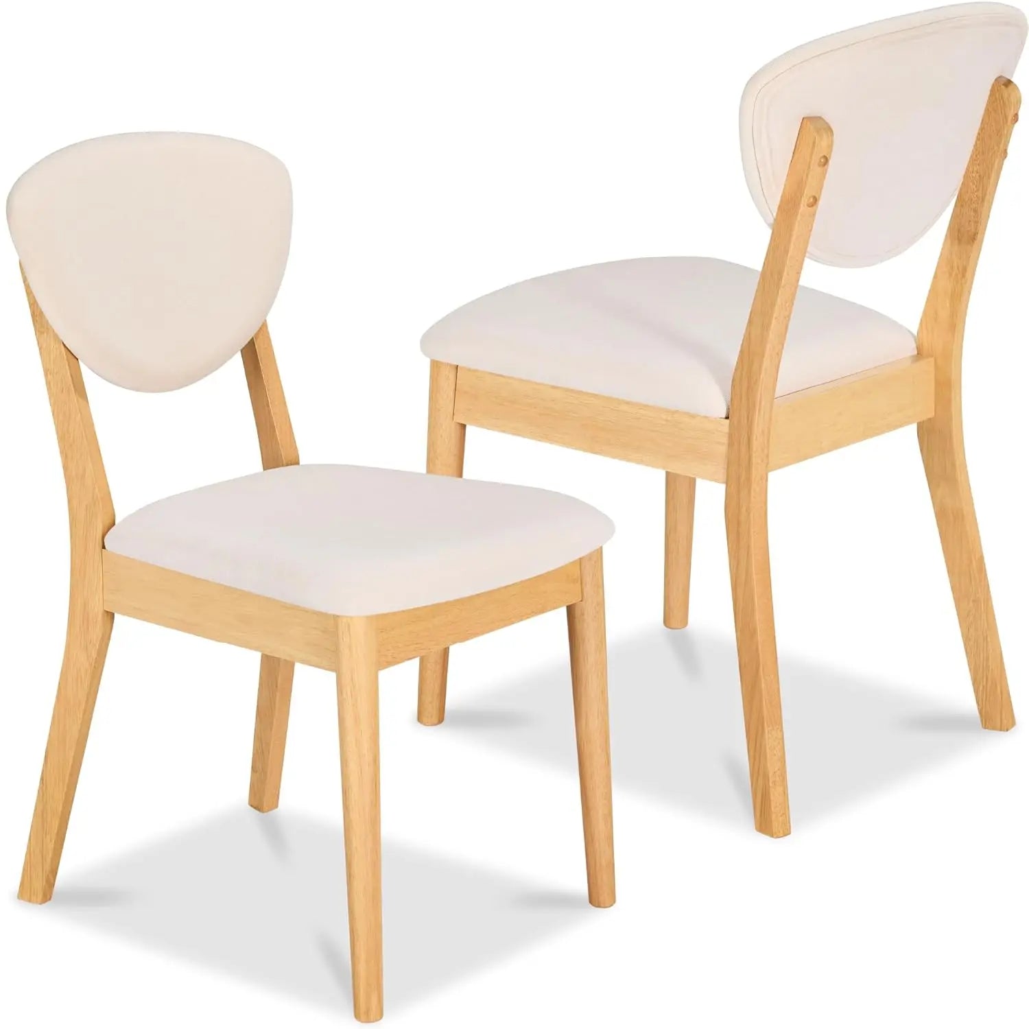 Mid-Century Modern Upholstered Wood Armless Dining Chairs (Set of 2)