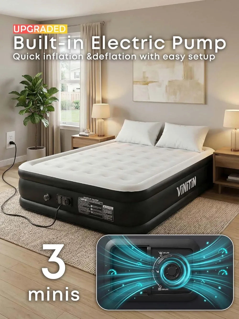 Queen Air Mattress with Built-in Pump