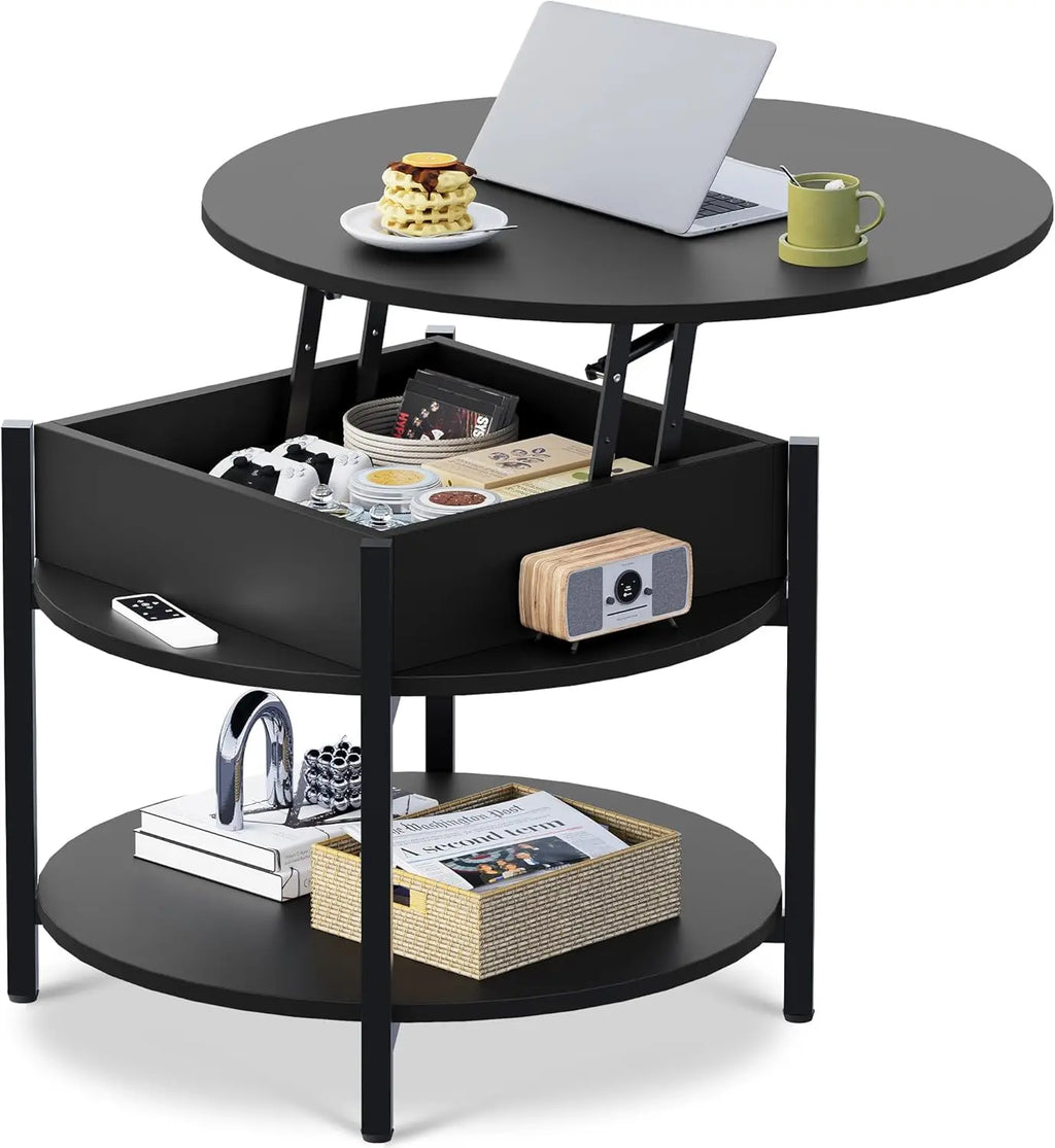 Round Lift Top Coffee Table with Storage