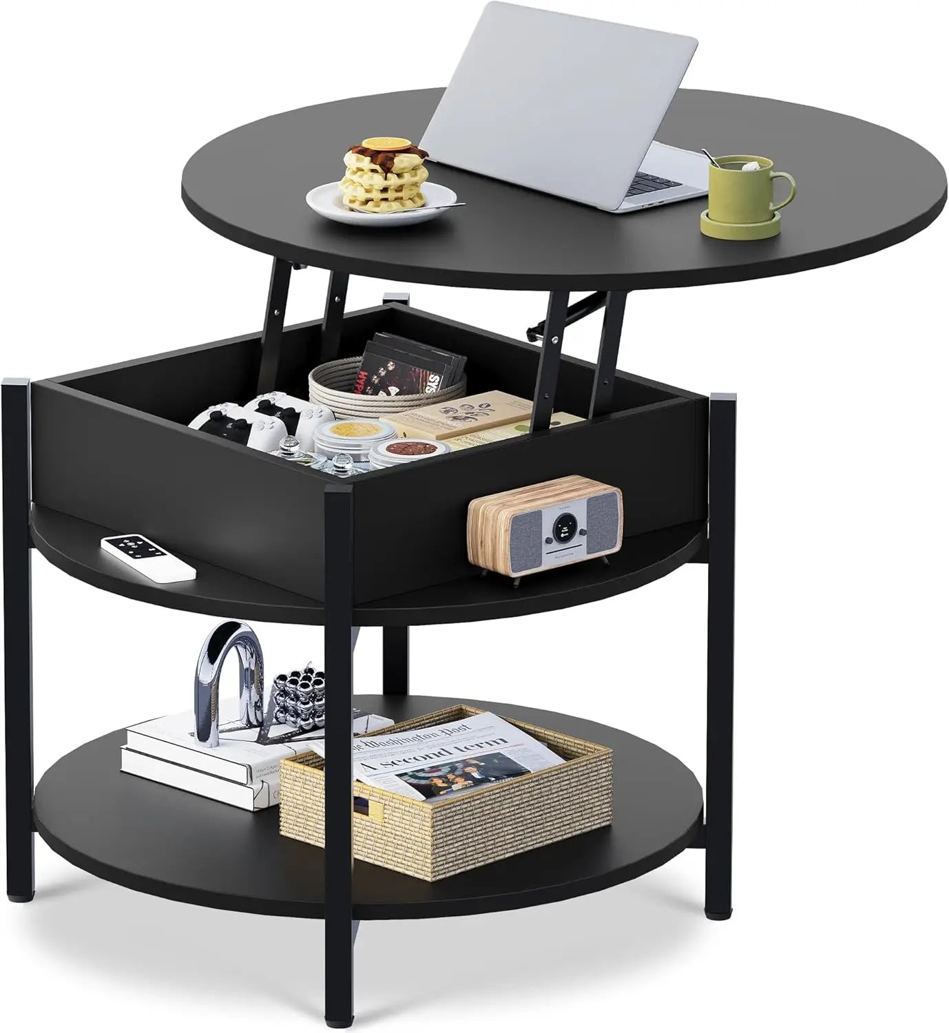 Round Lift Top Coffee Table with Storage