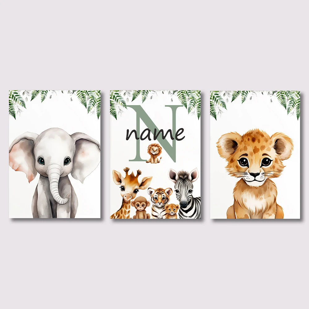 Personalized Name Safari Animal Nursery Decoration