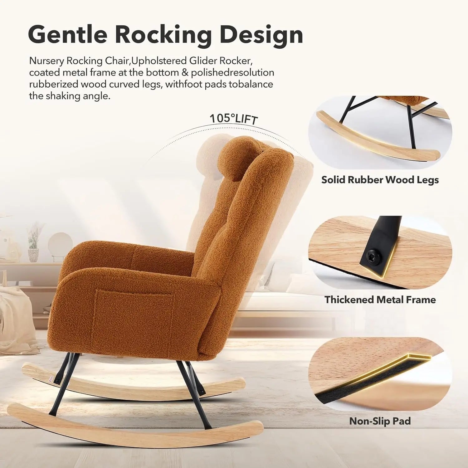 Modern Upholstered Rocking Chair
