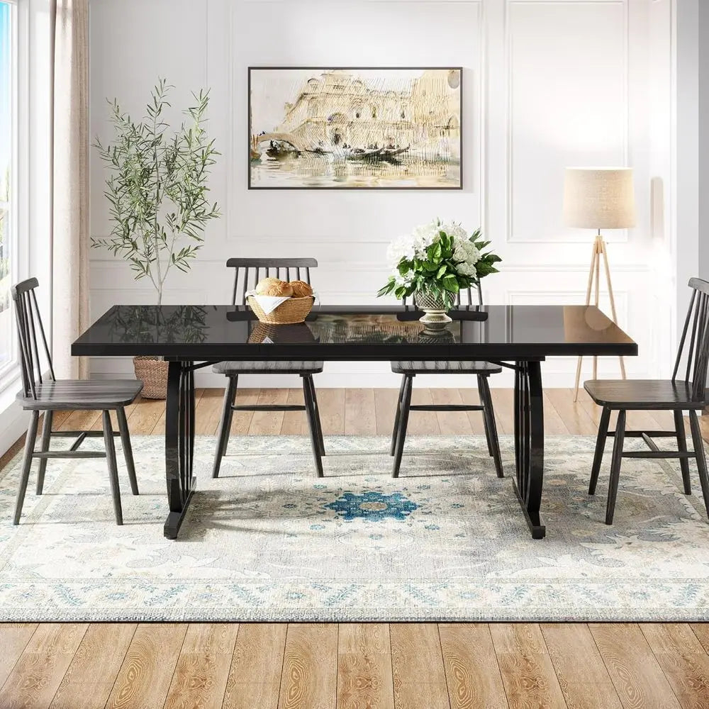Rectangular Dining Table with Metal Legs