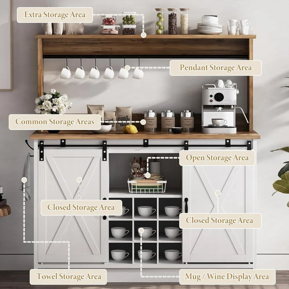 Farmhouse Coffee Bar Cabinet with Storage