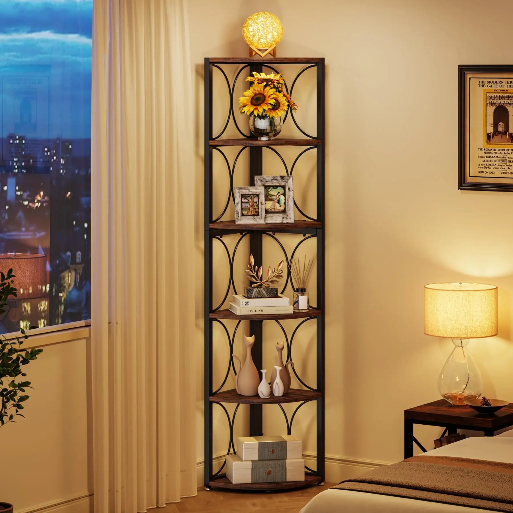 Rustic Corner Bookshelf (67 inch Tall)