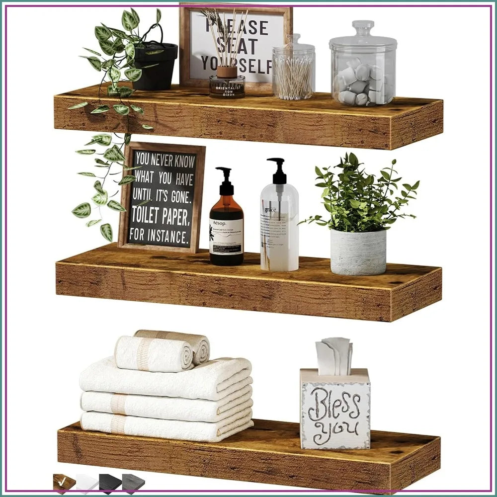 Farmhouse Rustic Floating Shelves Set of 3