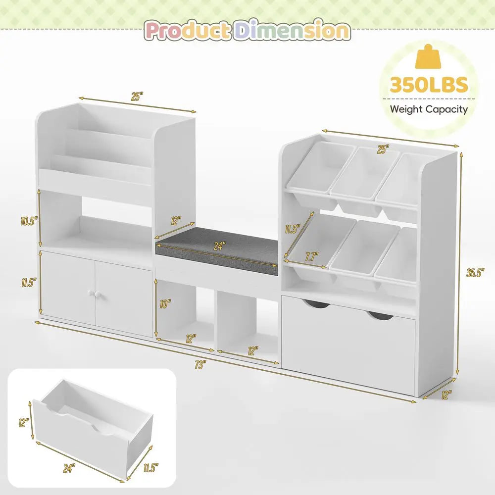 Kids Bookshelf with Reading Nook