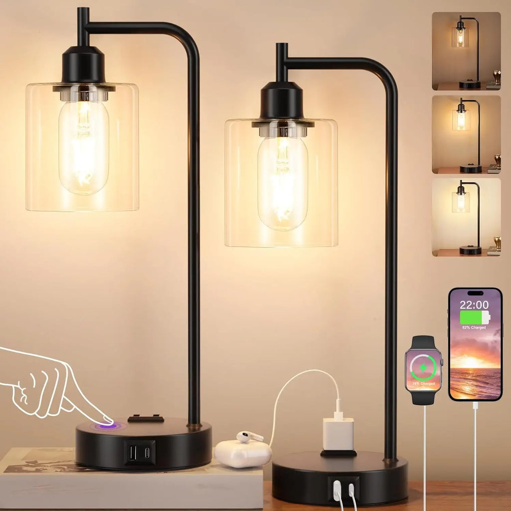 3-Way Dimmable Touch Nightstand Lamps (Set of 2)