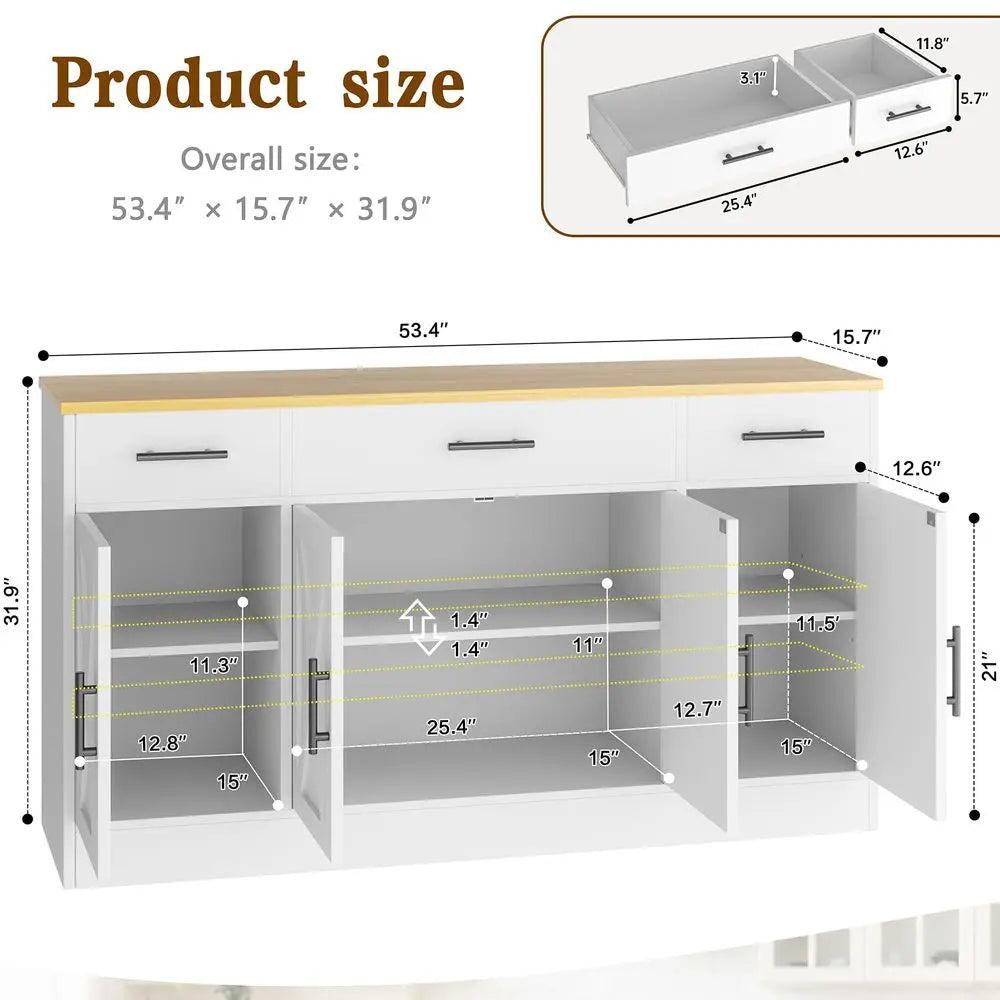 Farmhouse 53" Buffet Cabinet with Storage