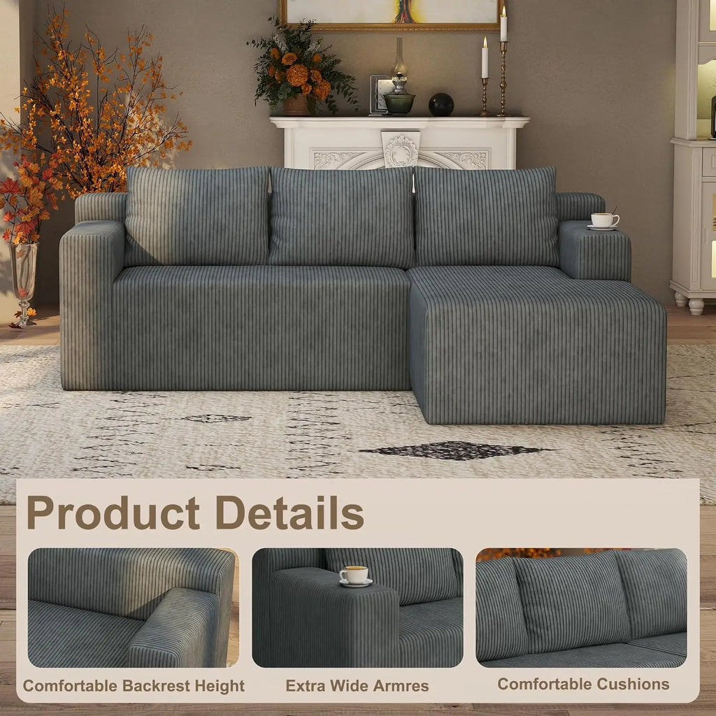 Sectional Boneless Couch with L Shaped Chaise