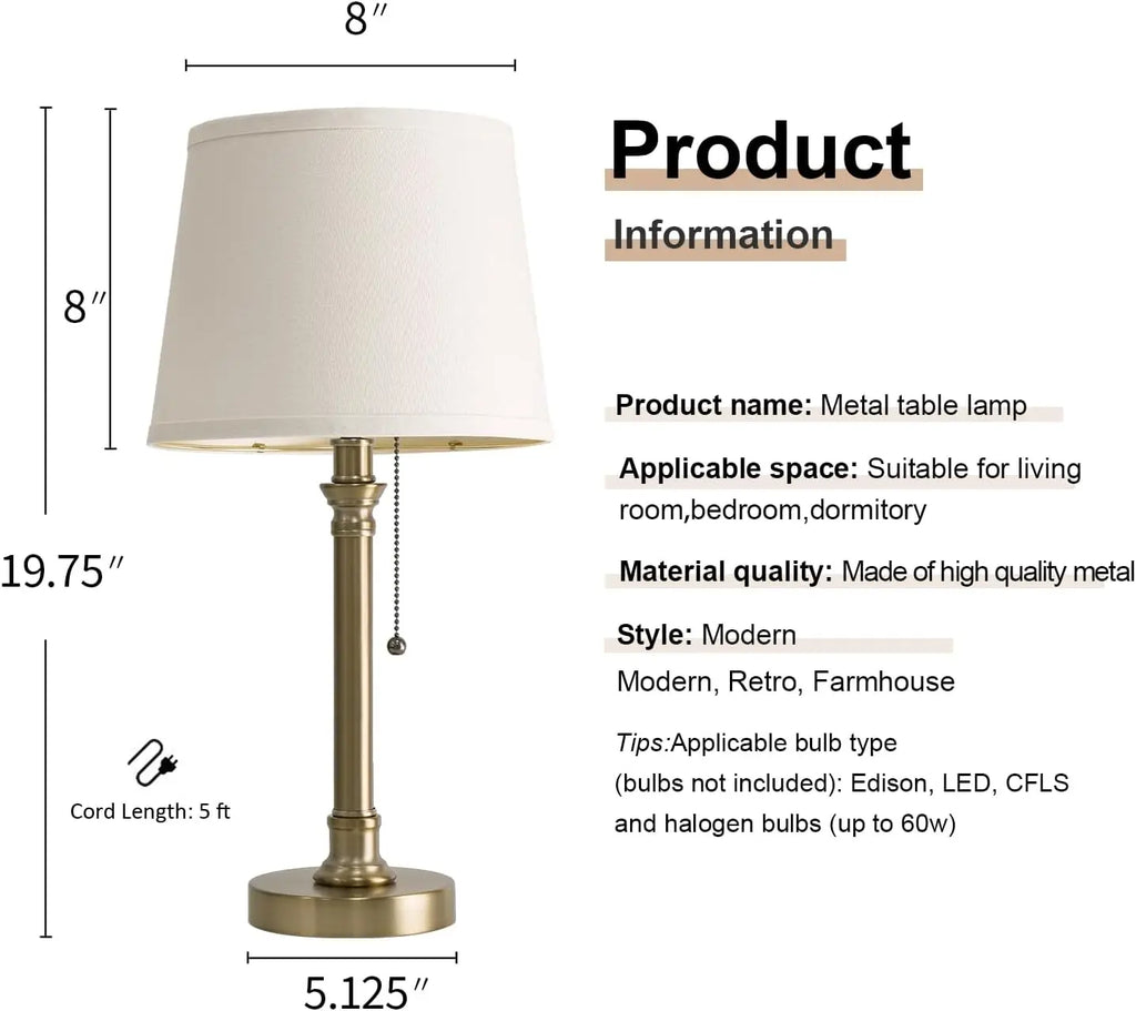 Warm Gold Table Lamps Set of 2