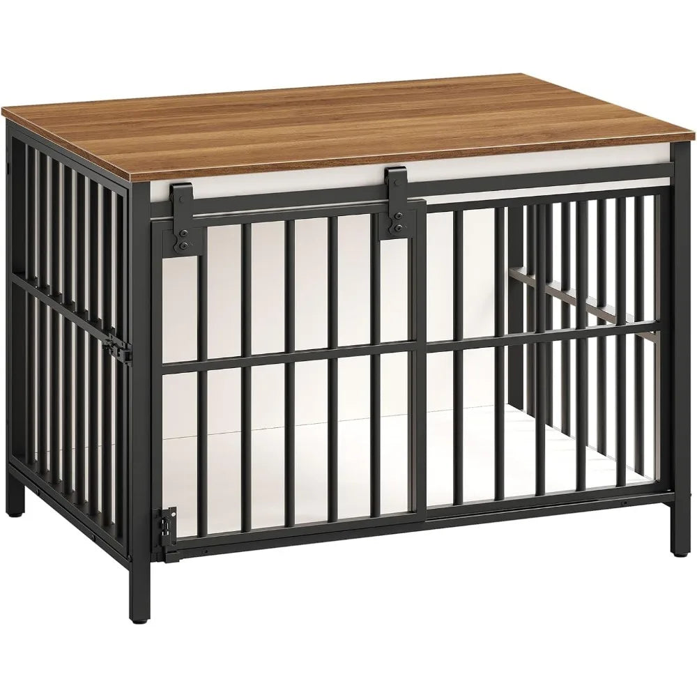Heavy Duty Sliding Barn Door Dog Crate, Indoor Kennel