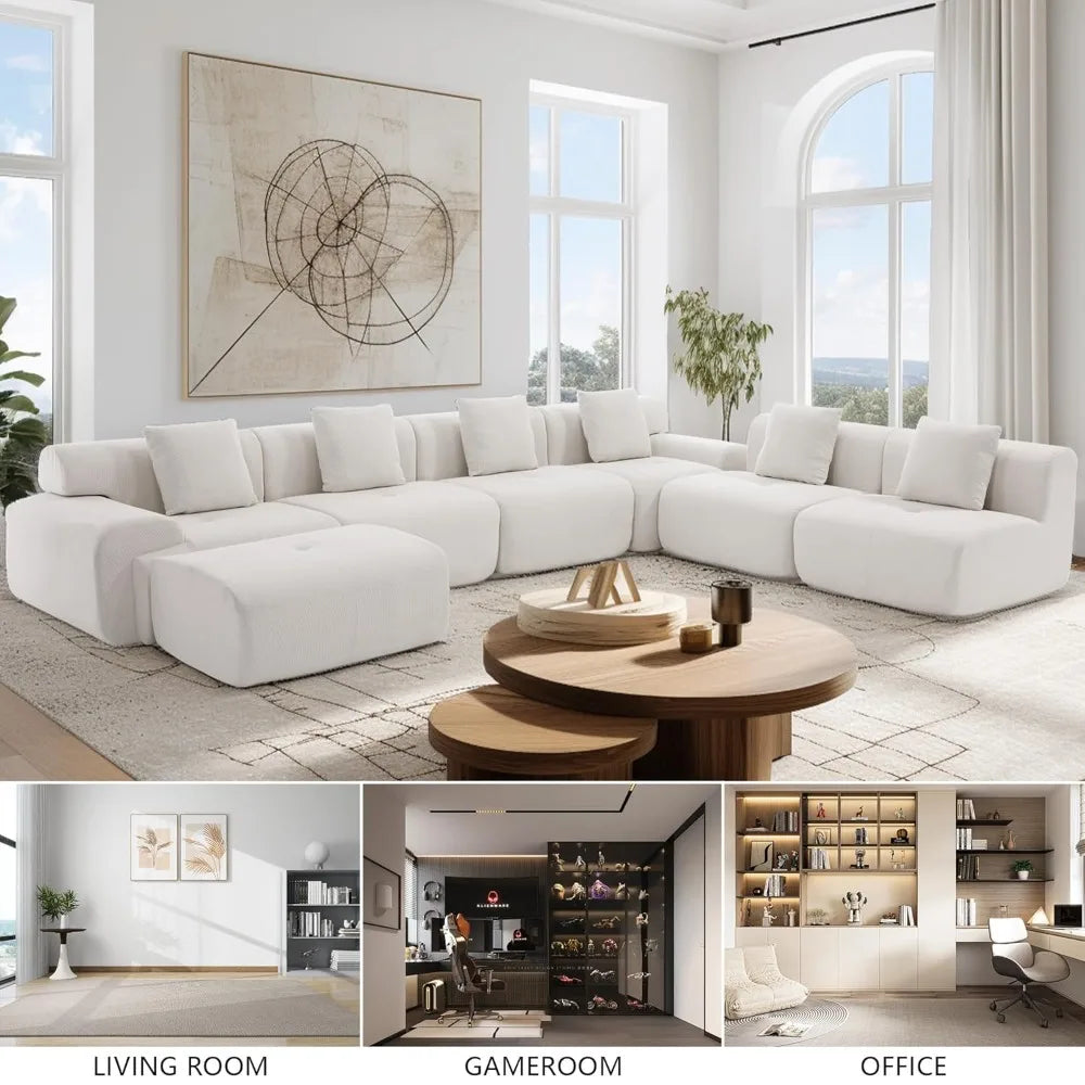 Boneless Modular Sectional Sofa with Ottoman