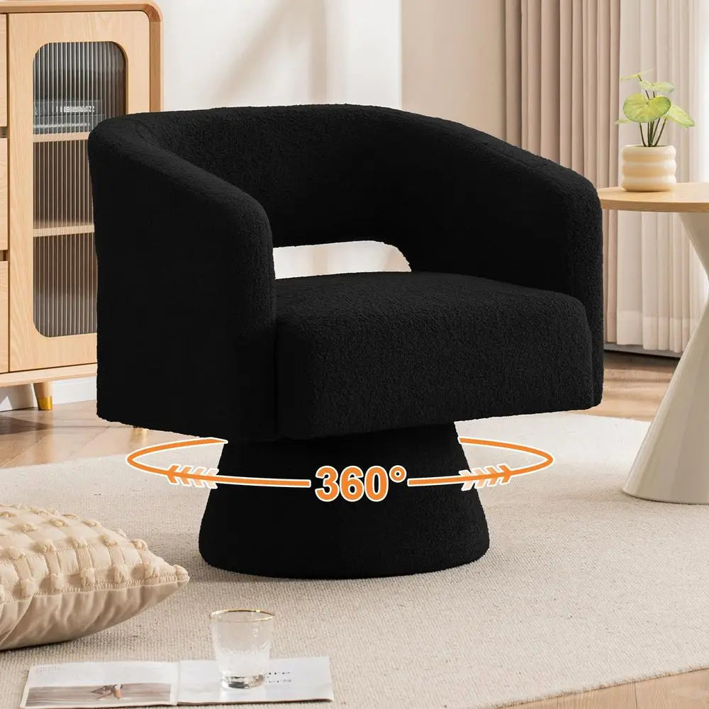 Oversized Round Swivel Barrel Accent Chair
