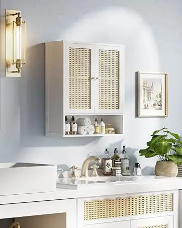 Bathroom Wall Mounted Rattan Cabinet
