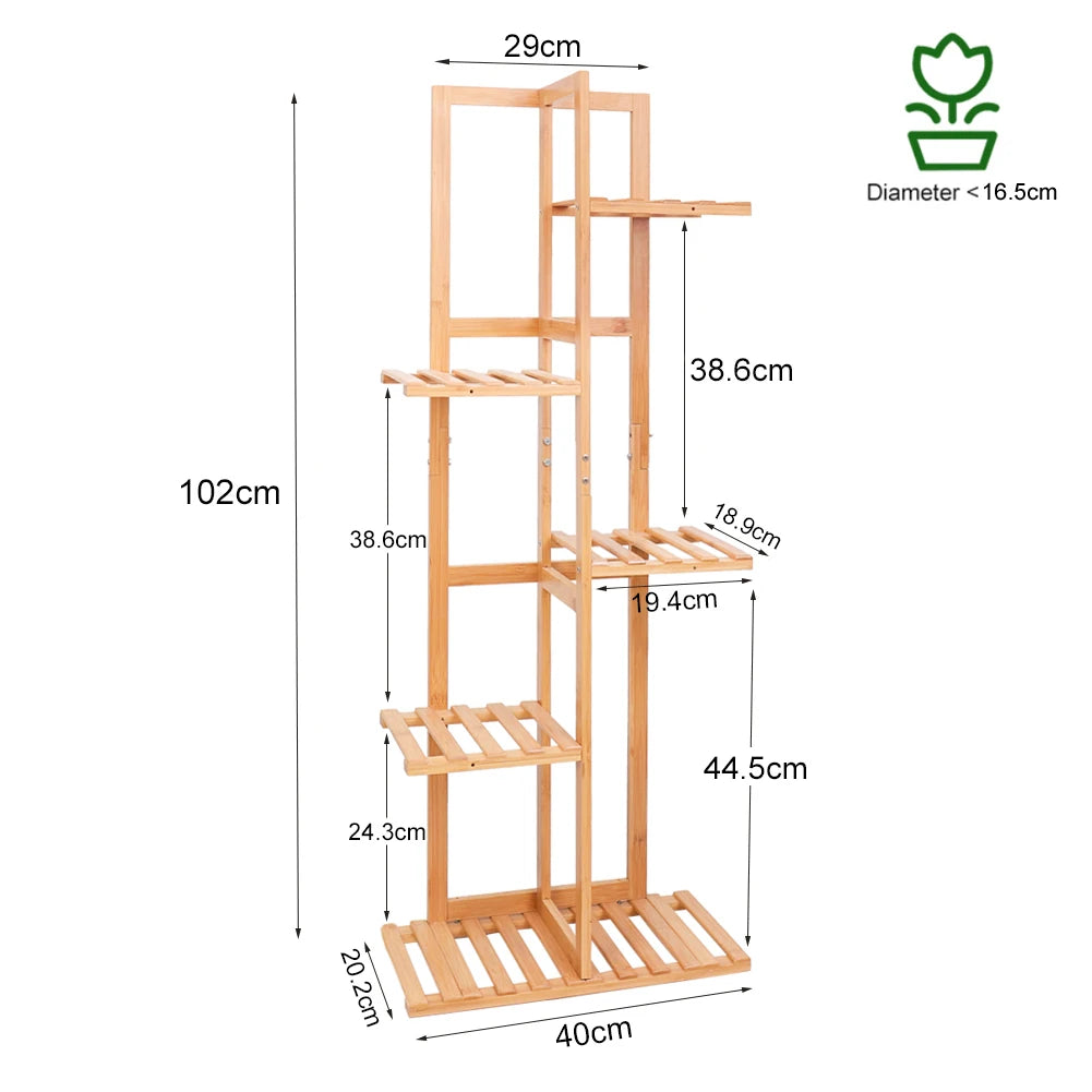 6/7 Pot Vertical Bamboo Flower Stand