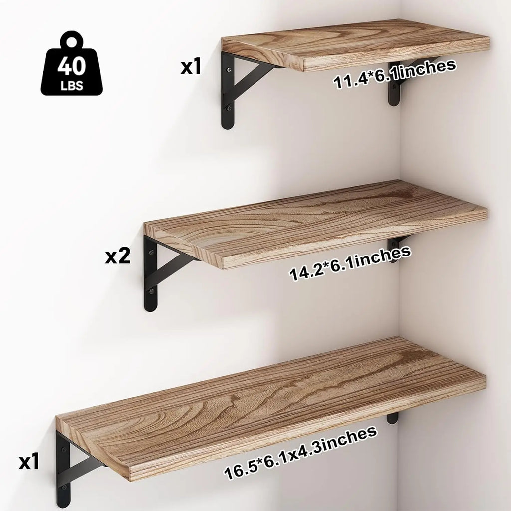 Farmhouse Floating Shelves for Wall Mounted Storage, 4 Different Sizes