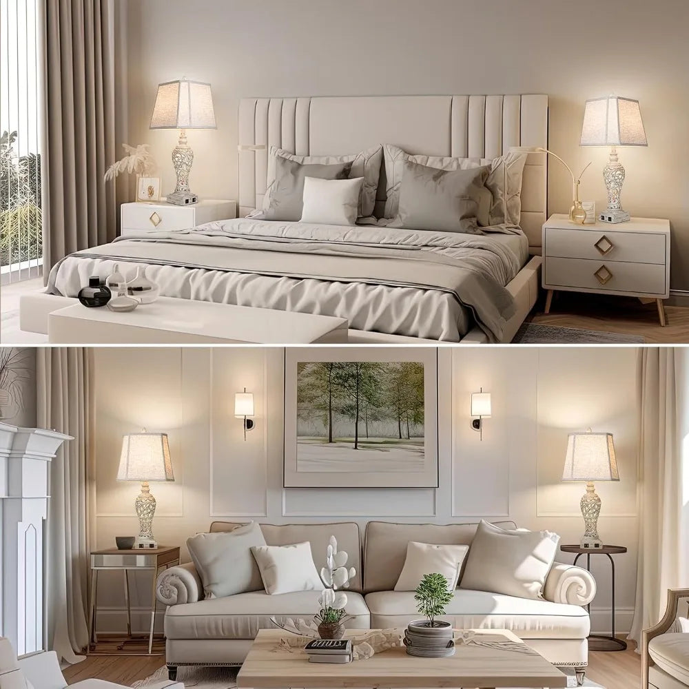 Beside Table Lamps (Set of 2)with Nightlight