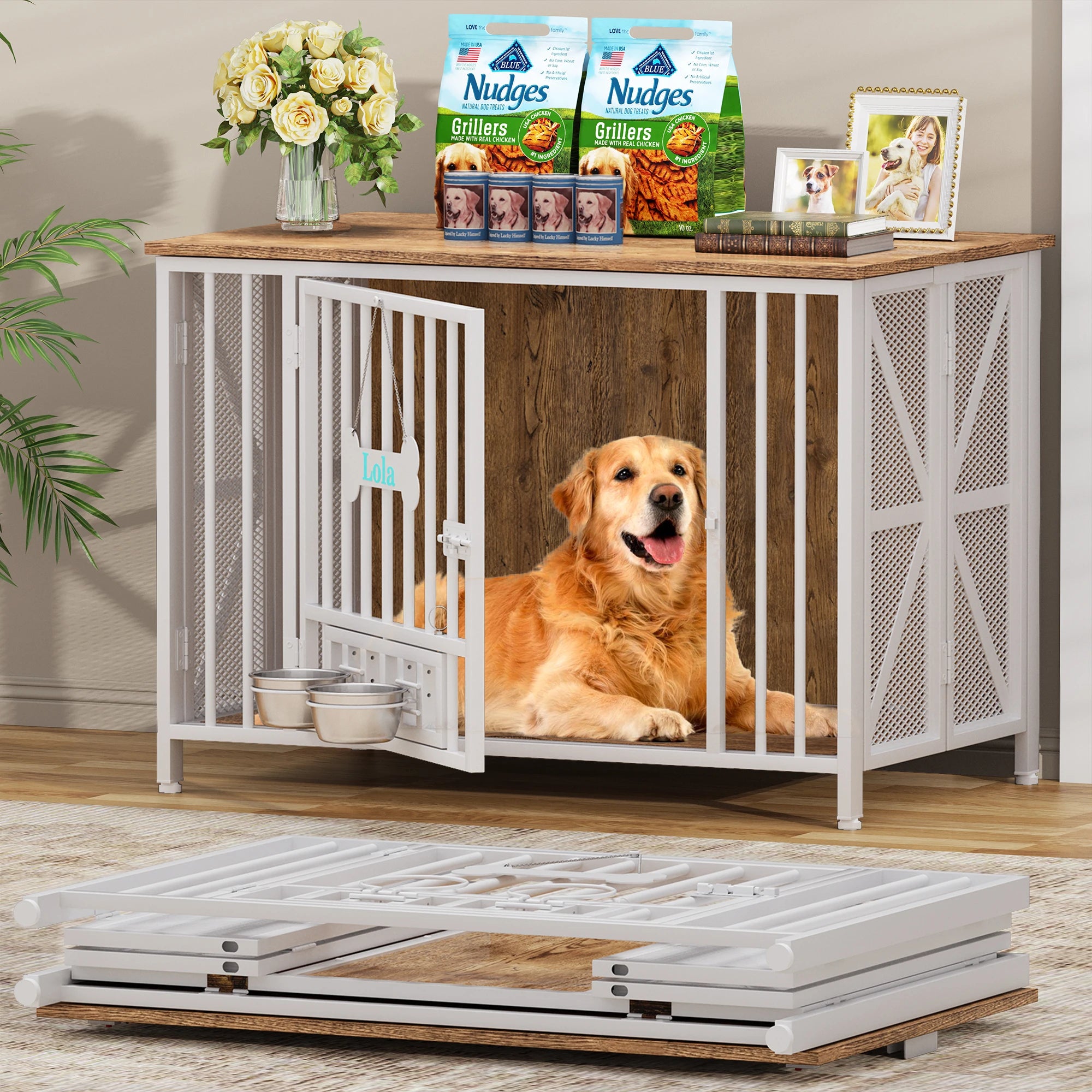 Foldable Large Dog Crate Furniture, 31"/41.3"