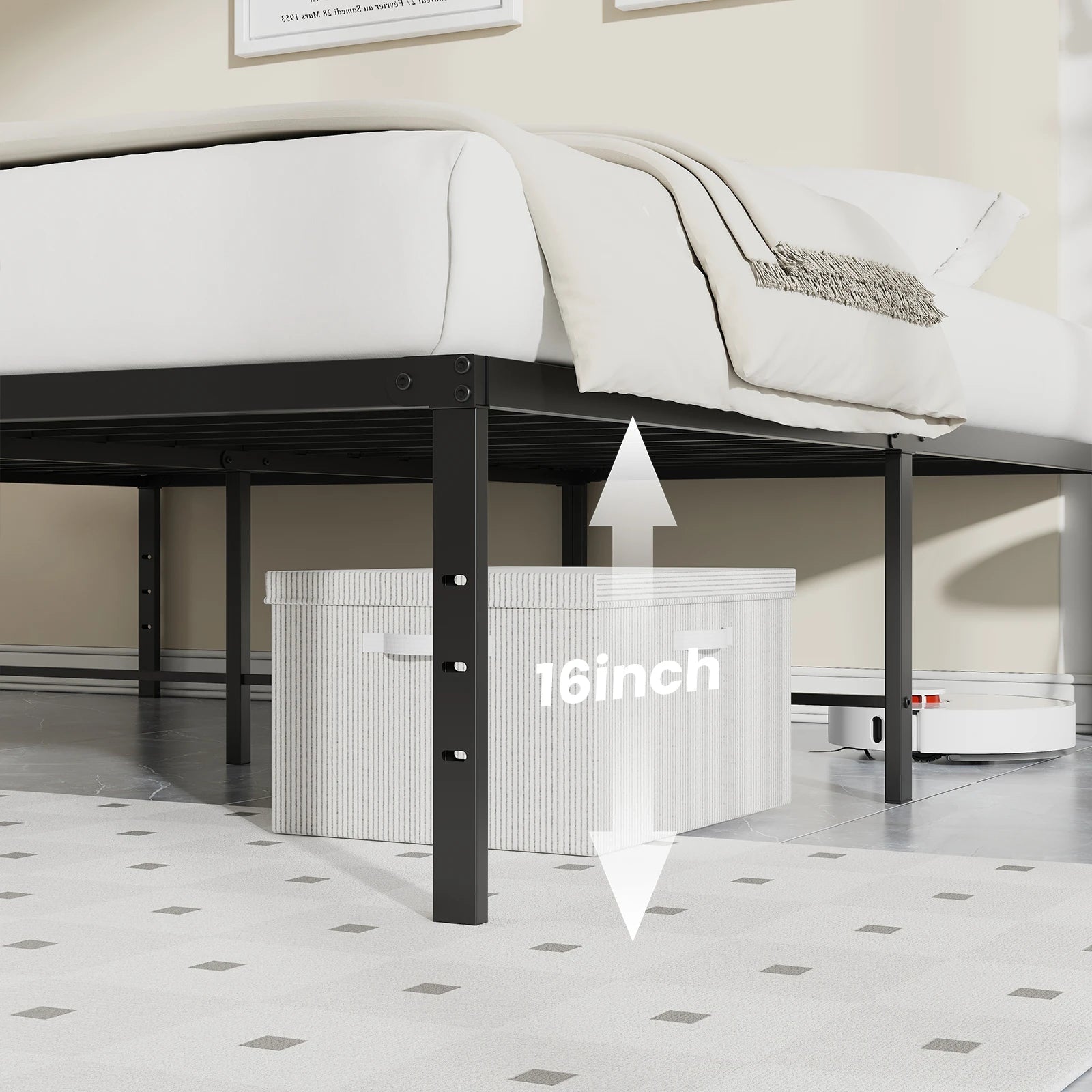 Metal Platform Bed Frame with Storage Space