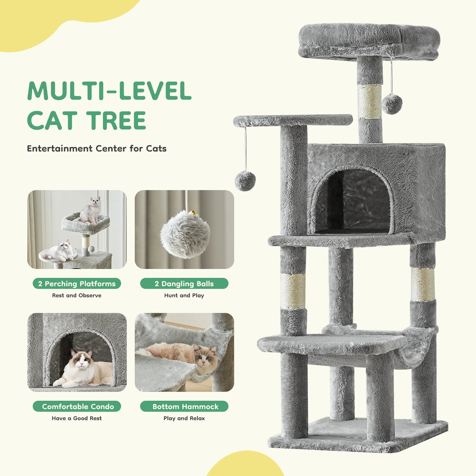 Tall Cat Tree - Multi-Cat Climbing Tower