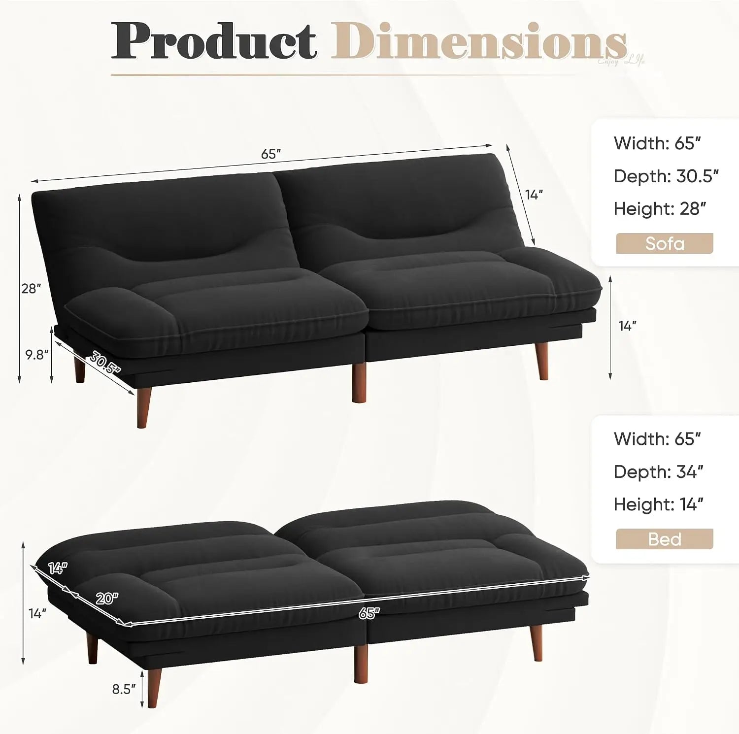 Modern Convertible Loveseat Futon Sofa Bed