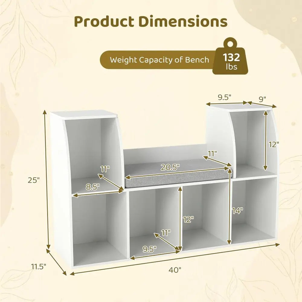 Kids Bookshelf with Reading Nook and Storage