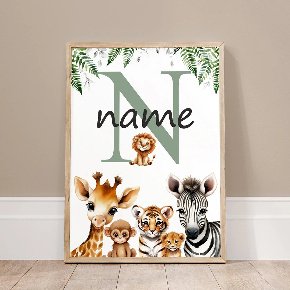 Personalized Name Safari Animal Nursery Decoration