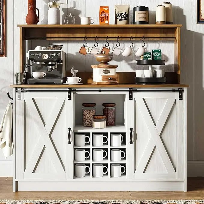 Farmhouse Coffee Bar Cabinet with Storage
