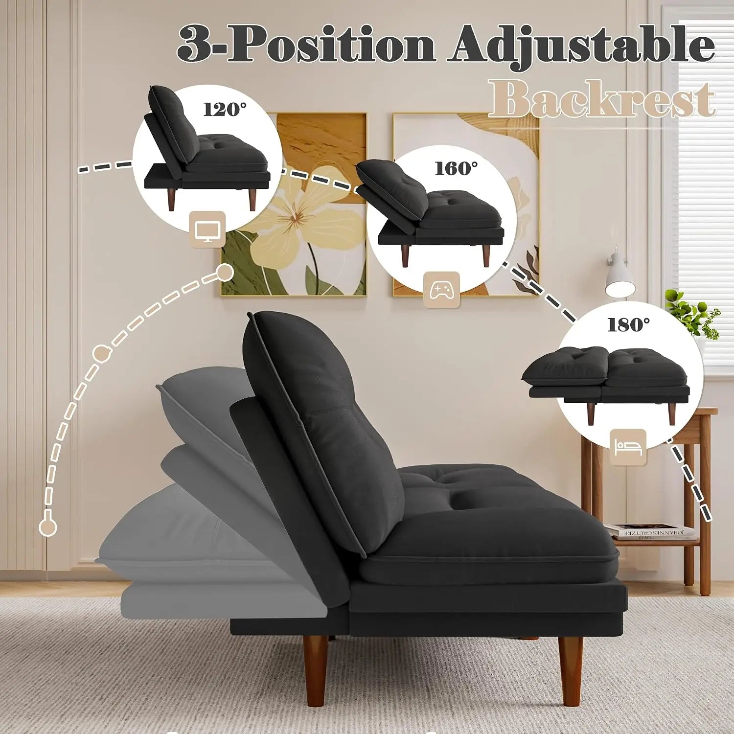 Modern Convertible Loveseat Futon Sofa Bed