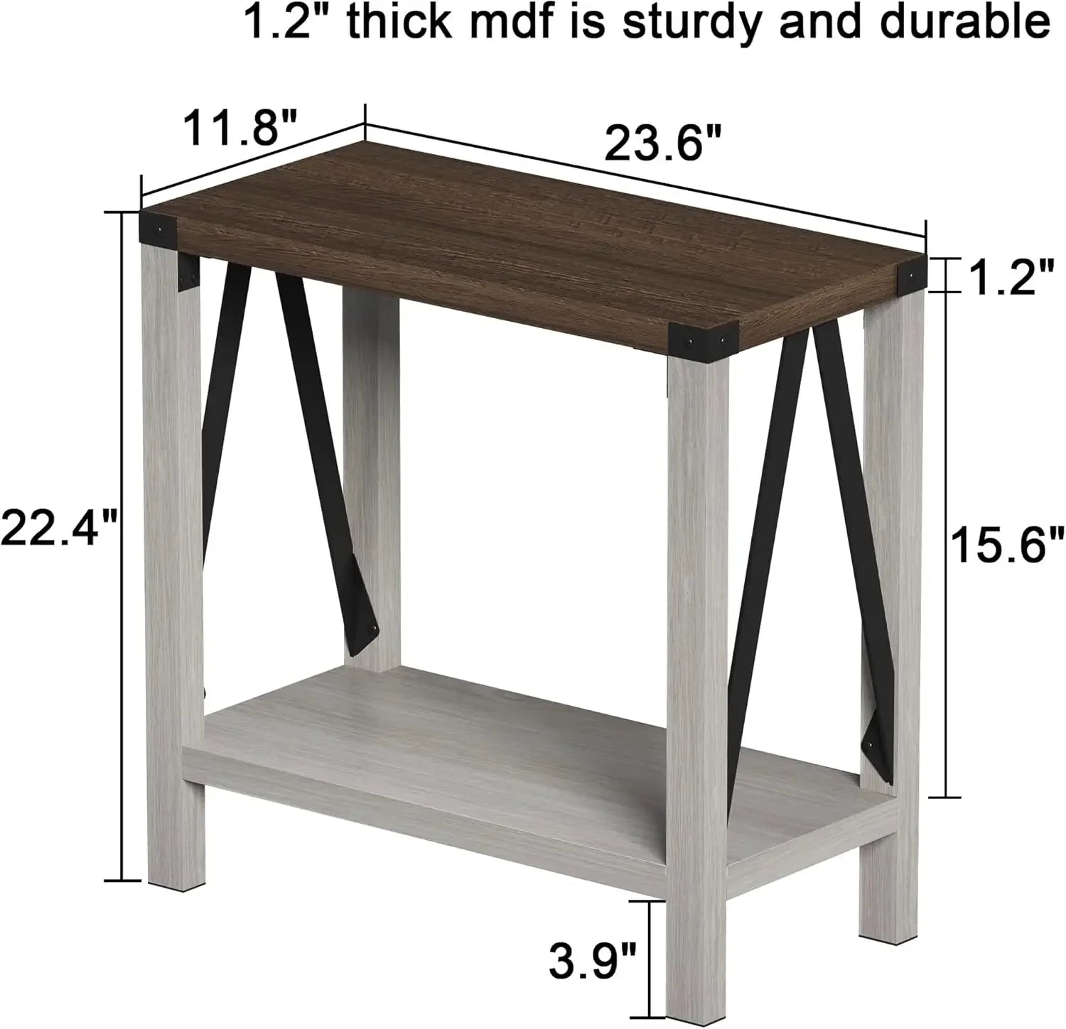 Rustic Narrow Side End Tables (Set Of Two)
