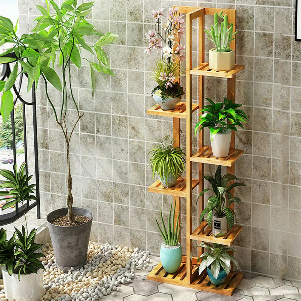 6/7 Pot Vertical Bamboo Flower Stand