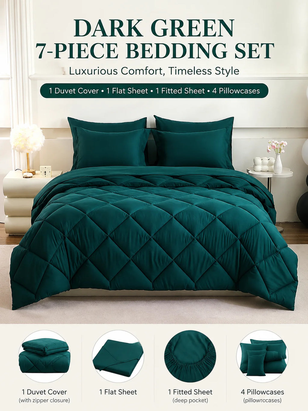 5pcs/7pcs Twin Full Queen King Bedding Sets