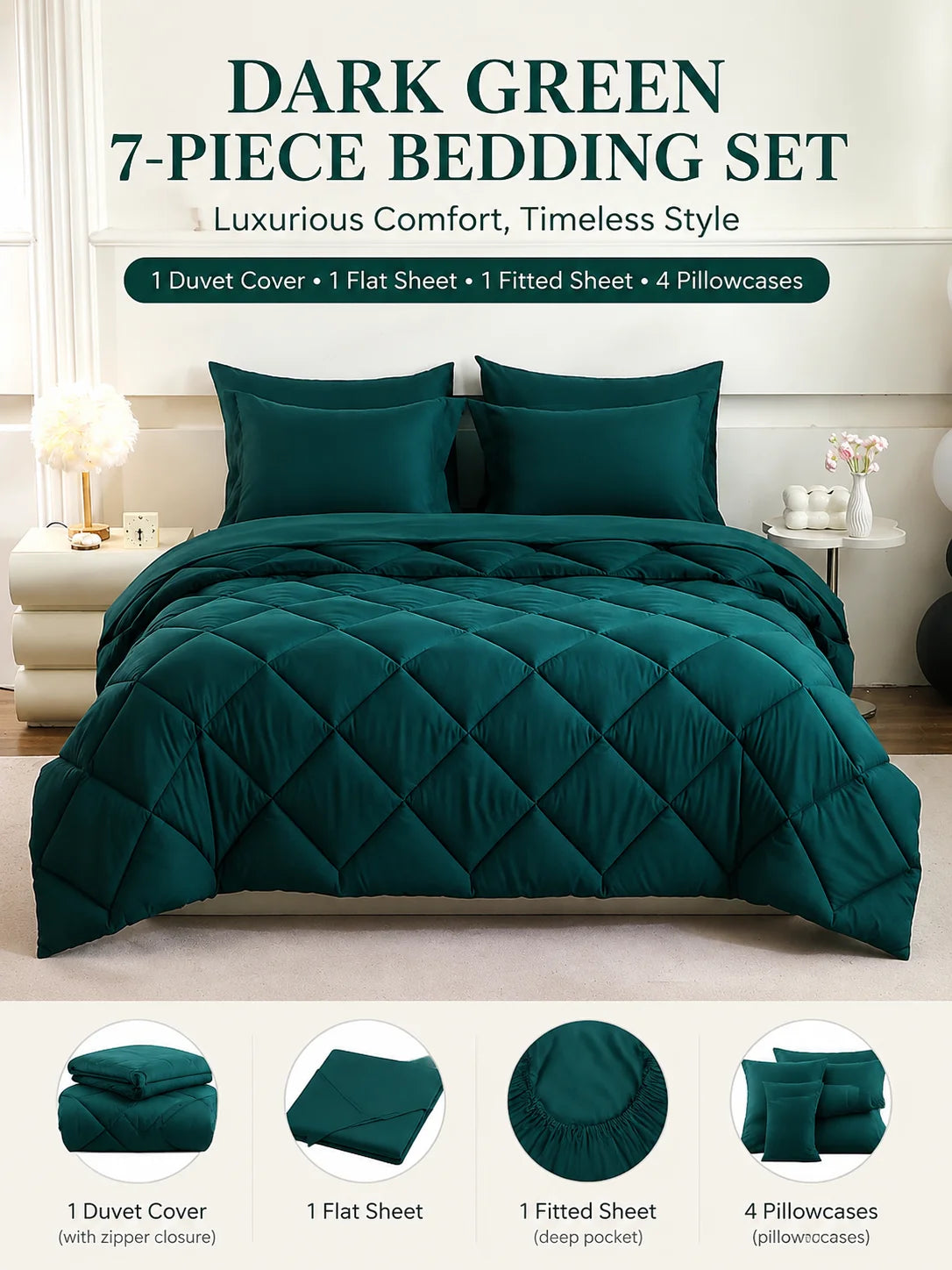 5pcs/7pcs Twin Full Queen King Bedding Sets