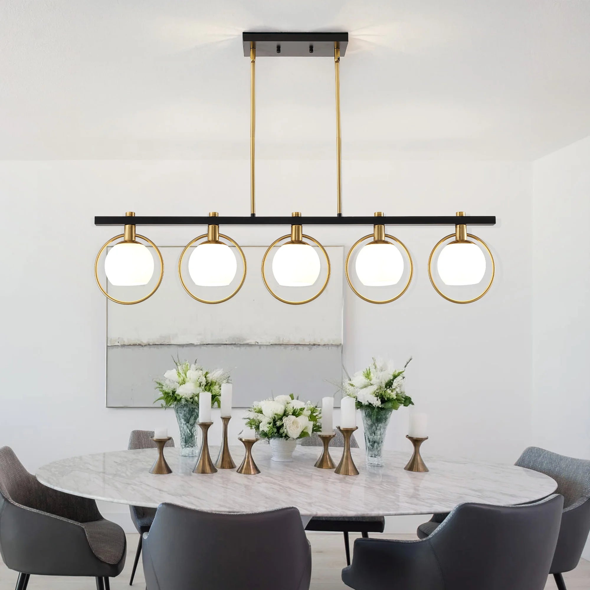 Modern 5-Light Adjustable Chandelier with