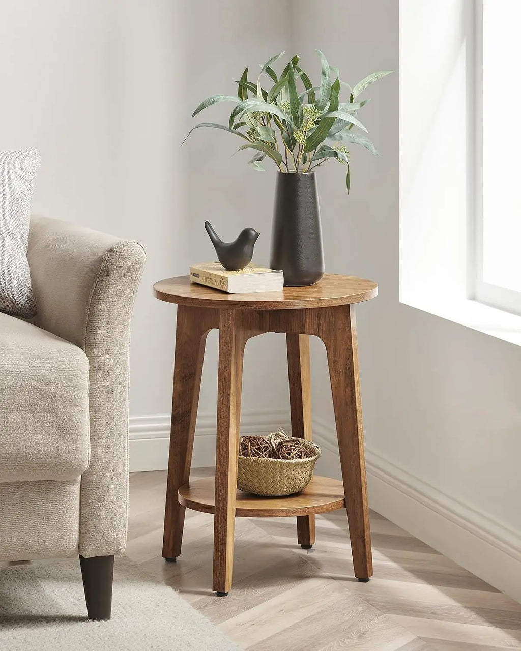 Round End Tables with Tapered Legs (Set of 2)