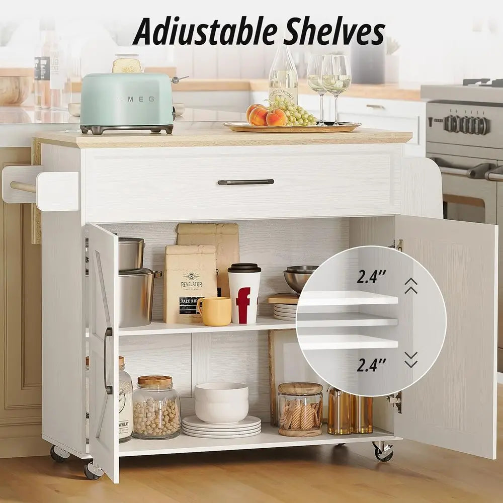 Mobile Kitchen Island with a Drop Leaf