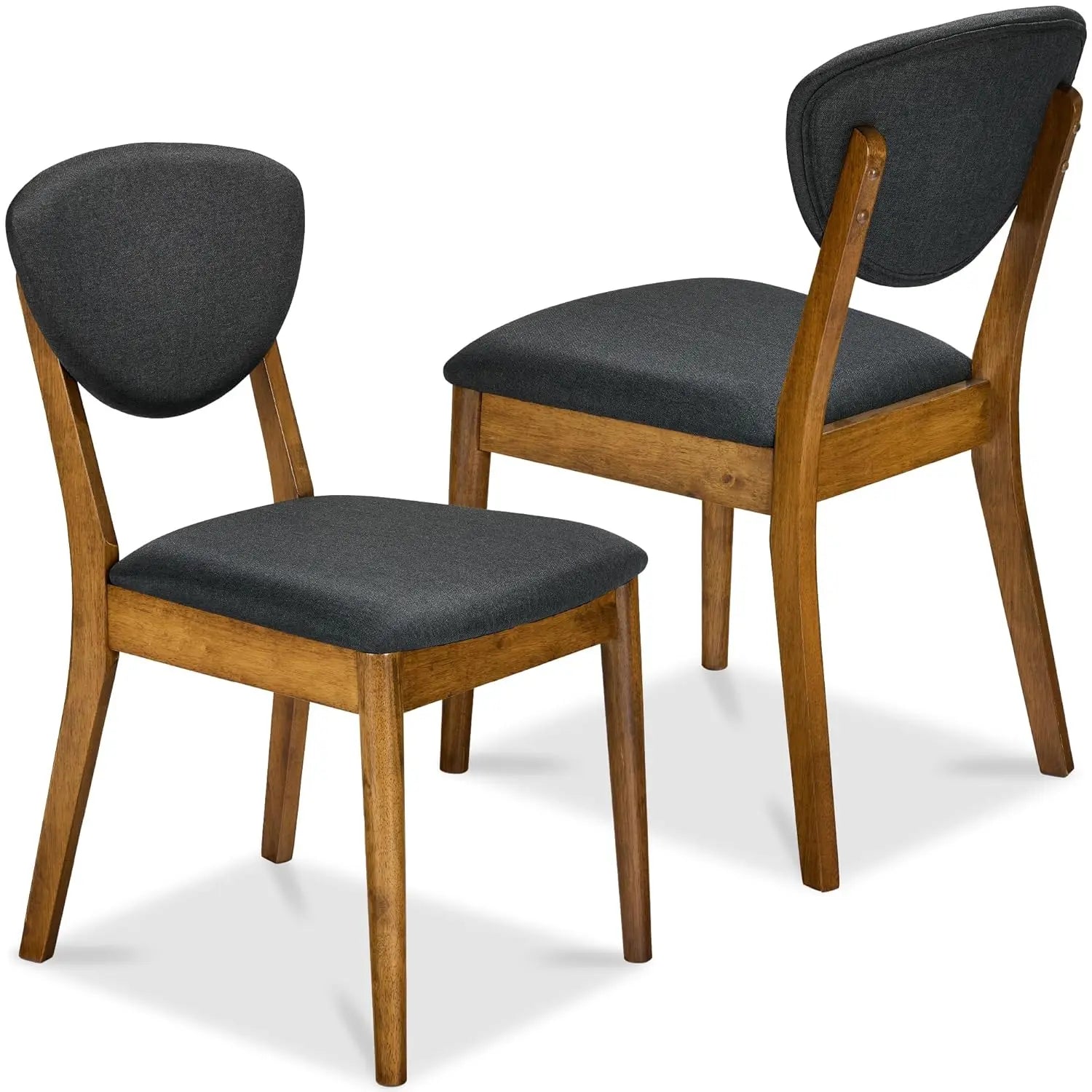 Mid-Century Modern Upholstered Wood Armless Dining Chairs (Set of 2)