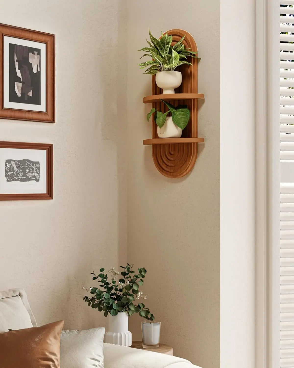 Boho Wall Shelf 2 Tier Hanging Plant Shelf