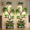 8-Tier S-Shaped Metal Plant Stand with Grow Lights