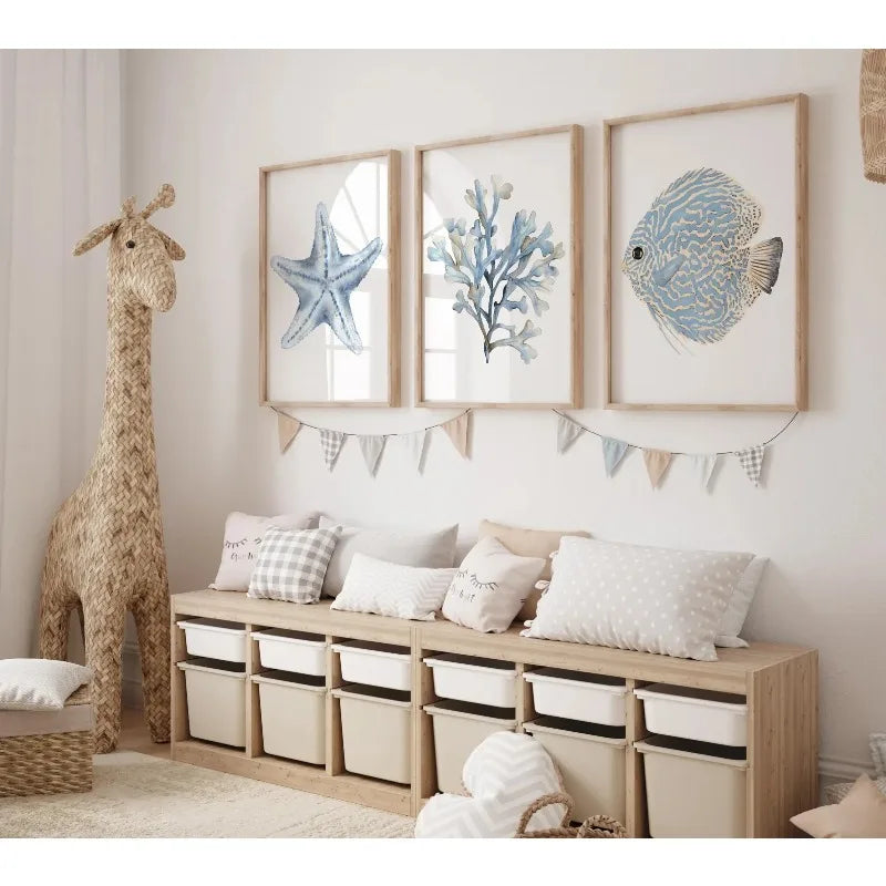 Coastal Frameless Poster Wall Art (Set of 3)