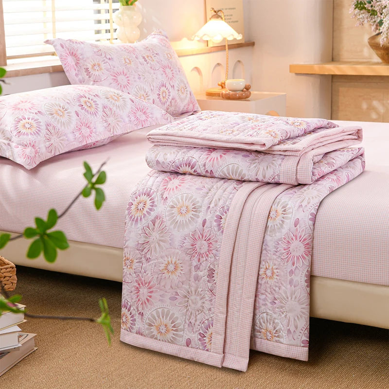 Floral Print Skin Friendly Summer Quilted Cooling Blanket