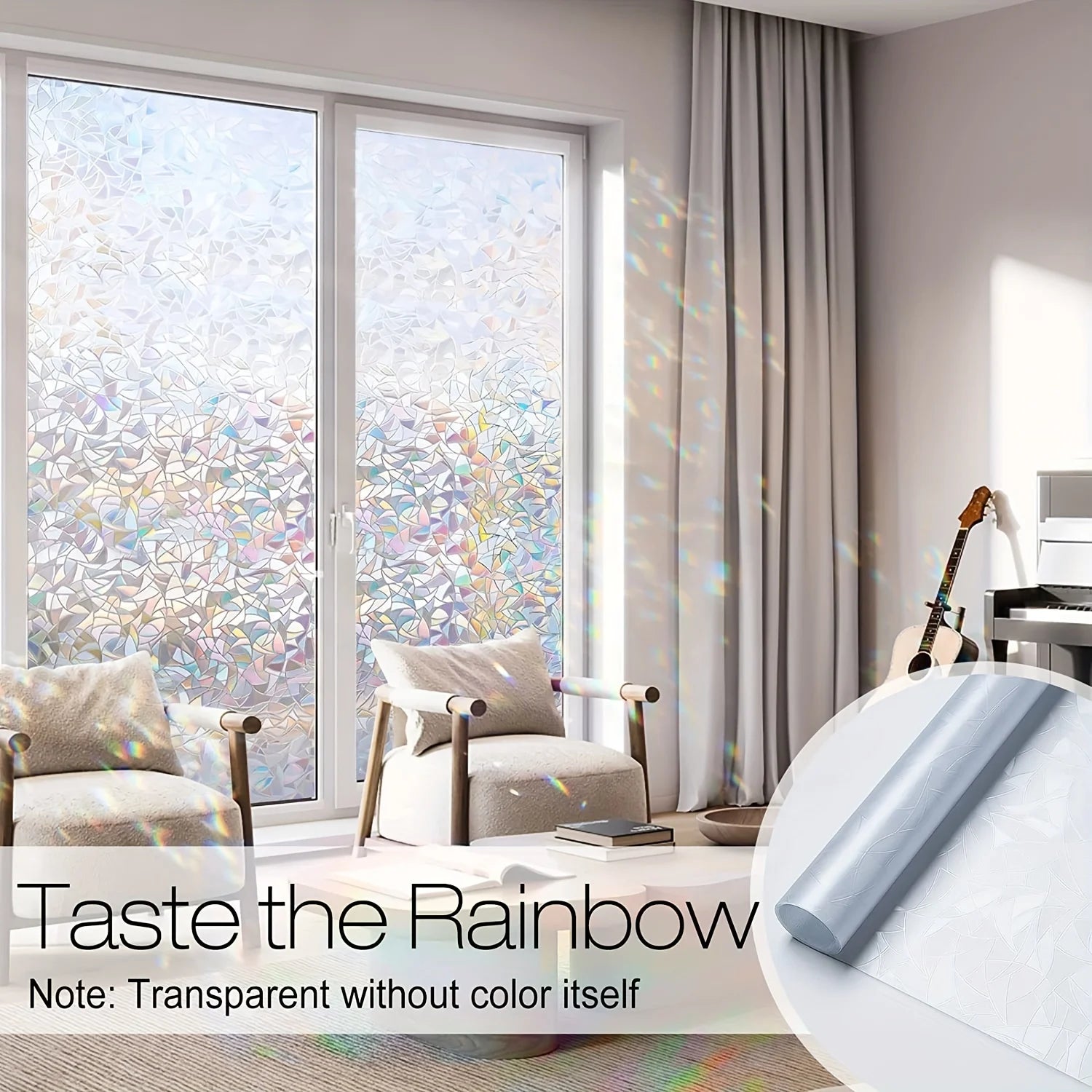 Window Privacy Film Rainbow Vinyl Stained Glass Decals